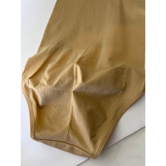 Seamless Shapewear Bodysuit With Ribbed Details In Beige -Size XS/S - Picture 5 of 8